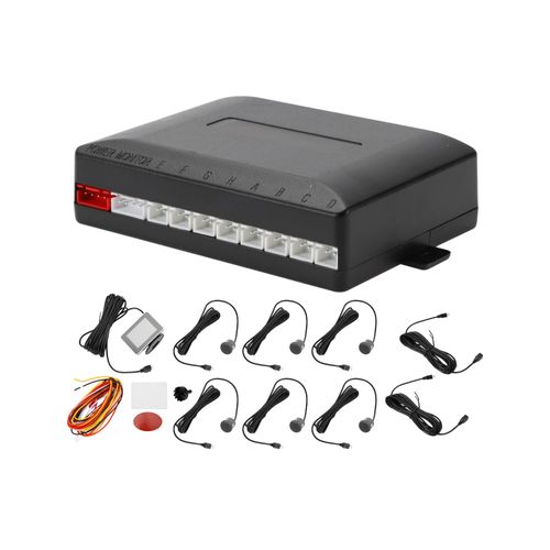 Hihaha Car Auto Vehicle Reverse Backup Radar System LCD Distance Display Reverse Parking Sensors Distance Detection 6 Parking Sensors Gray