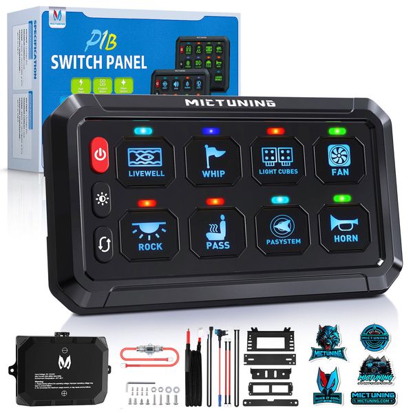 8 Gang Switch Panel Car Marine Boat Power LED Light Bar Touch Button Control Box