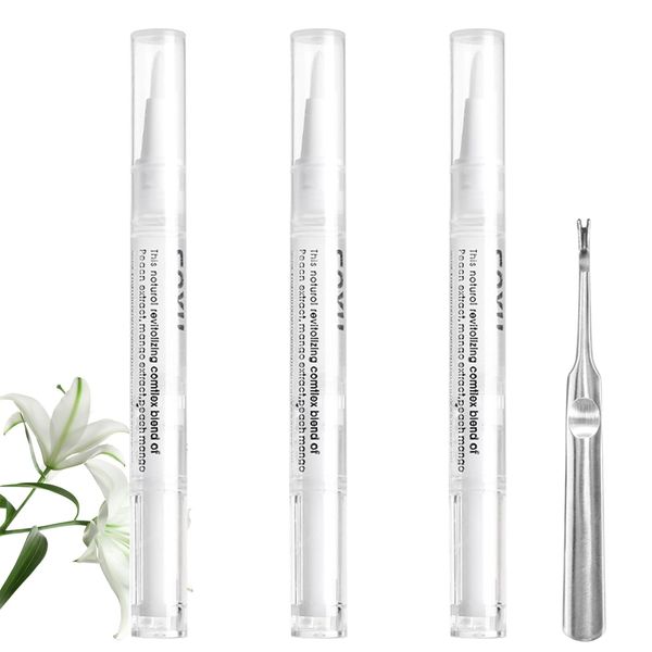 Nail Care Nail Polish Pen, Nail Oil Cuticle Oil Pen, Pack of 3 Nail Care Pen Nail Polish Pen, Nail Care Pen and Cuticle Pusher with Fork for Repairing Cracked and Dry Nails