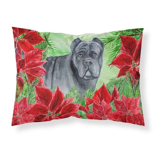 Caroline's Treasures CK1342PILLOWCASE Cane Corso Poinsettas Fabric Standard Pillowcase Lightweight Super Soft Easy Care Decorative Artwork Pillowcase, Standard