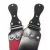 G.B.S Ultra Wide Straight Razor Strop Handmade Barber Leather Razor Strop for Sharpening Razor, Knives Dual Sharpening Strap Black and Maroon with Fine Edges blades 3" x 26" for Men
