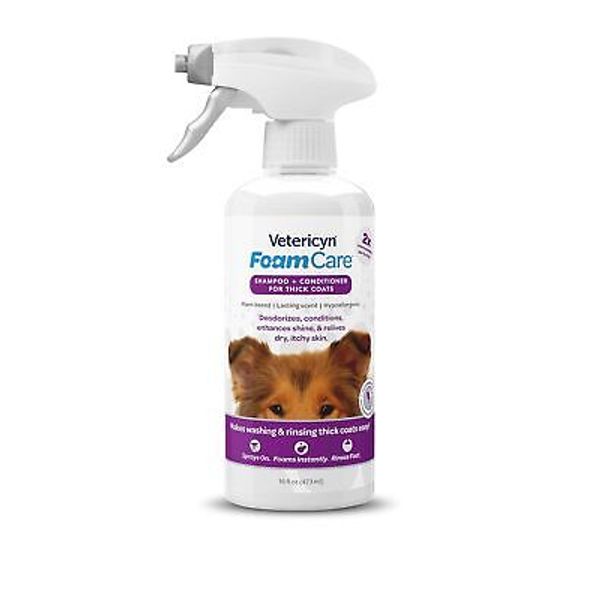 FoamCare Pet Shampoo for Thick Coats by Vetericyn | Promotes Healthy Skin...