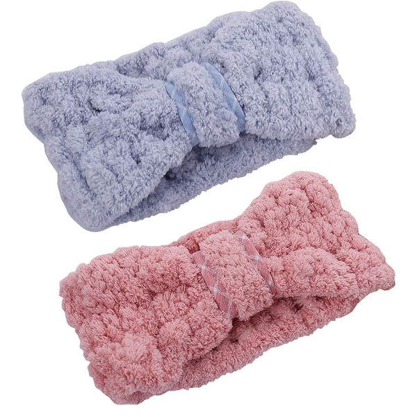 AIYAYI Spa Headband for Women，Soft coral fleece Facial Makeup Headband skincare headbands Hair Band for washing face, 2 Pack