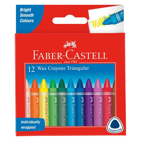 Faber Castell 12 Triangular Wax Crayons