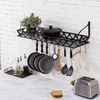 36-Inch Kitchen Cookware Storage Rack, Floating Pot Hanger Shelf with 12 Hooks