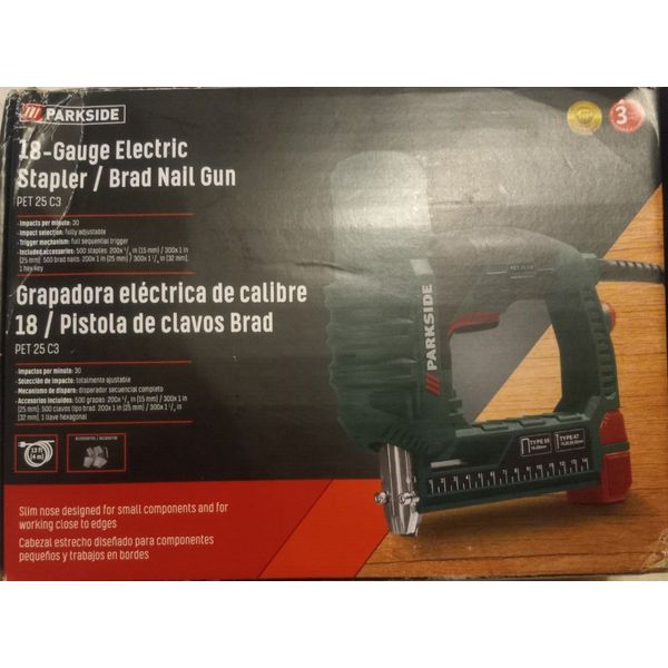 Parkside 18 Gauge Electric Stapler Brad Naul Gun Pet 25 C3