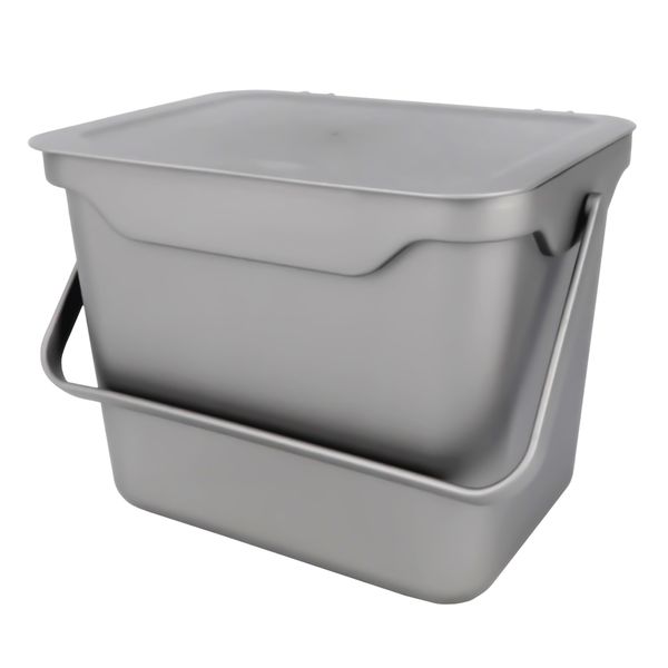 Easy Eco Silver Kitchen Compost Caddy/Food Recycling Waste Bin - 5 Litre (5L)