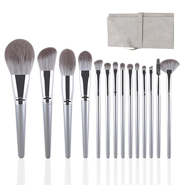 15 PCS Makeup Brushes Eye Concealer Brush Premium Synthetic Eyeshadow Brushes Professional Foundation Brush for Contouring Concealer Foundation Powder Eye Shadows Blush with Cosmetic Bag