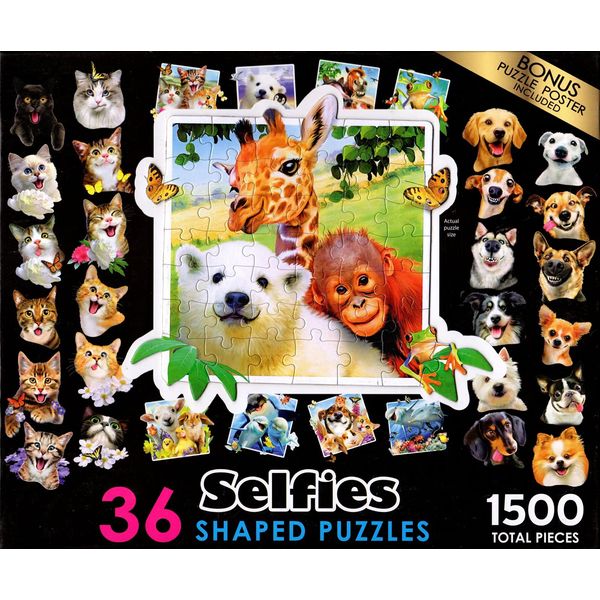 36 Selfies Shaped Puzzles -1500 Pieces Total