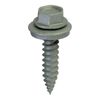 Roofing Screw, #9 Thread, Fine Thread, Hex Drive, Sharp Point, Steel, Zinc Light