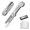 WORKPRO 2PC Folding Utility Knife Box Cutter Quick Open Axis Lock 10 Extra Blade