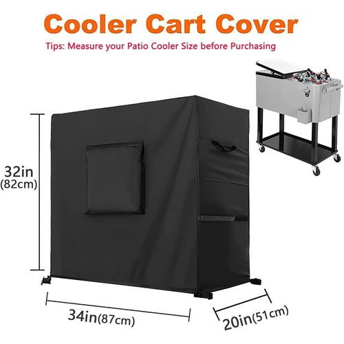 Cooler Cart Cover Waterproof,Heavy Duty 420D Oxford Fabric Fit for Most 80 Quart Rolling Cooler Cart Cover,Patio Ice Chest Protective Covers