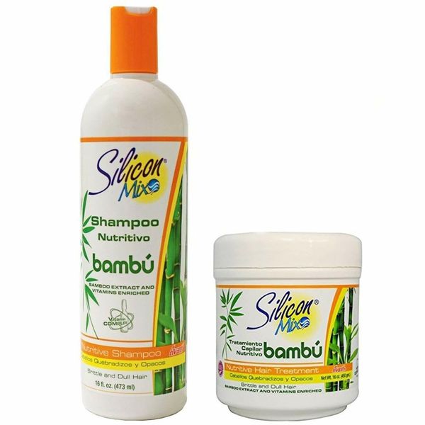 Silicon Mix Bambu Nutritive Shampoo & Hair Treatment 16oz set Combo Bleached