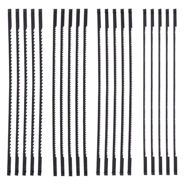 VooGenzek 20 PCS Scroll Saw Blades Set, 10/15/18/24 Teeth Carbon Steel Coping Saw Blade, Pinned Scroll Saw Blade, for Sawing Wood, Plastic, Foam, Soft Metals, 5 Pieces of Each Size