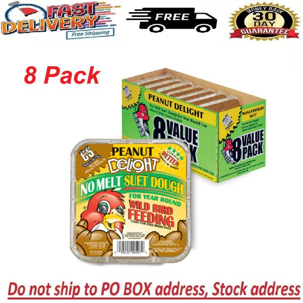 C&S Peanut Delight Value Pack, 8 Suet Cakes, Fresh Wild Bird Food,