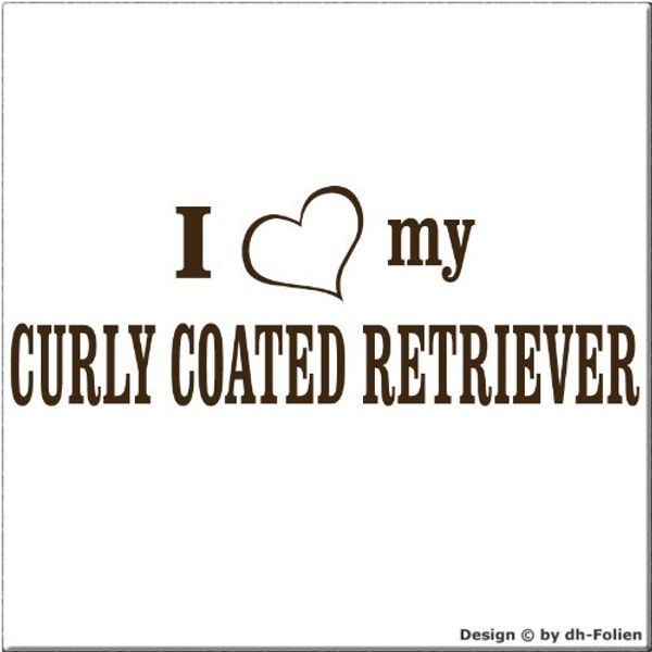 cartattoo4you® AI-01409 | I Love (als Herz) My Curly Coated Retriever | Autoaufkleber Aufkleber Farbe braun, in 24 Farben erhältlich, glänzend 20 x 7 cm