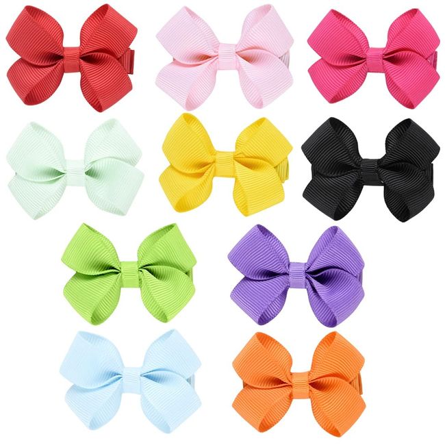 WEIESCIE 10pcs Haarschleifenclips Voll gefütterte Haar-Krokodilklemmen Haarspangen Zubehör für Babys Feines Haar Kleinkinder Kleinkinder Kinder in Paaren