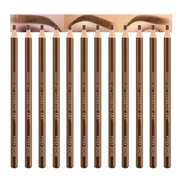 12 Pcs Brown Eyebrow Pencils Set for Women Drawing,Marking,Filling,Tattoo Makeup,Eyebrow Liners for Shapes,Dye Eyebrows Quickly,Long-Lasting & Waterproof, (12#LIGHT TEA)