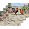 Set of 4 Cockerel & Hen Design Cork Kitchen Dinner Table