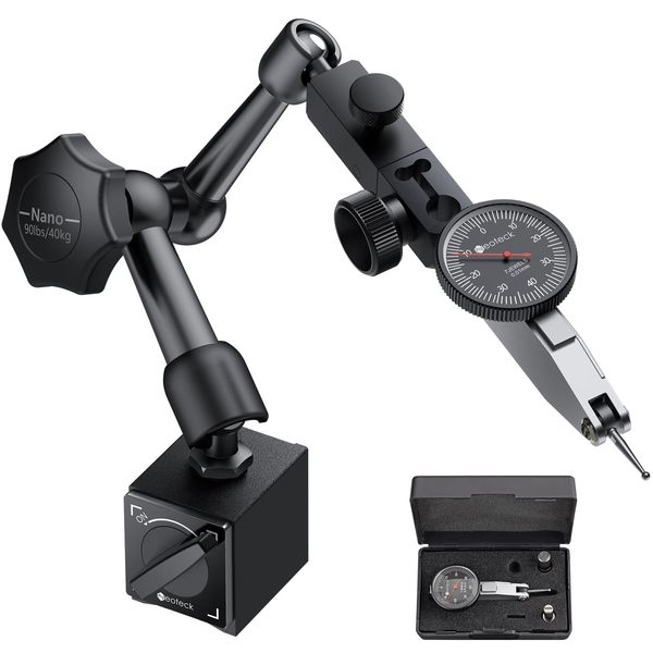 Dial Test Indicator, Flexible Strong Magnetic Gauge Stand Base Holder Lever Dial Test Indicator