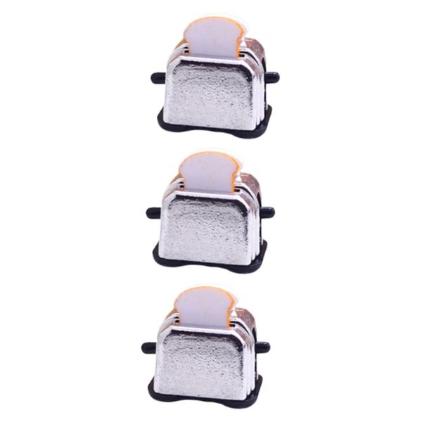 Vaguelly 3pcs Toy Toaster Jewelry Accessories Mini Toaster Playset Accessories Dolls House Appliances Small Toaster Miniature Kitchenware Toastwr Tiny Toaster Toasters Food Play