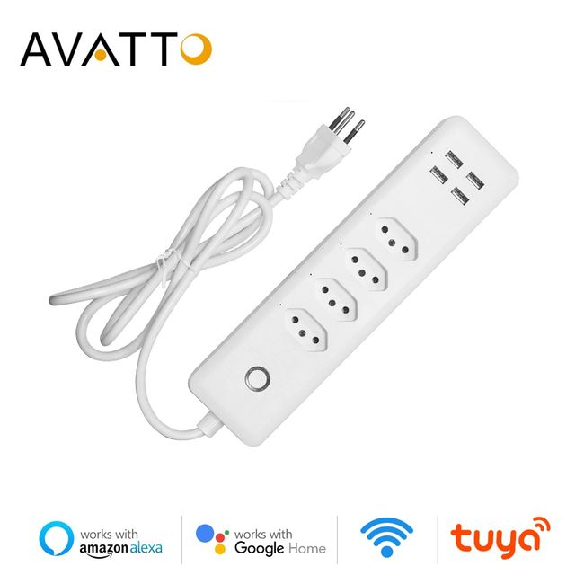 Power Strip With 4 Outlets 4 Usb Ports Home Office Wifi Remote Control  Power Strip Smart Wireless Outlet Brazil Plug