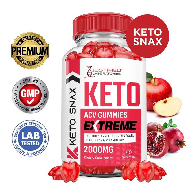 Keto Snax Extreme ACV Gummies 2000MG Apple Cider Vinegar 60 Gummys