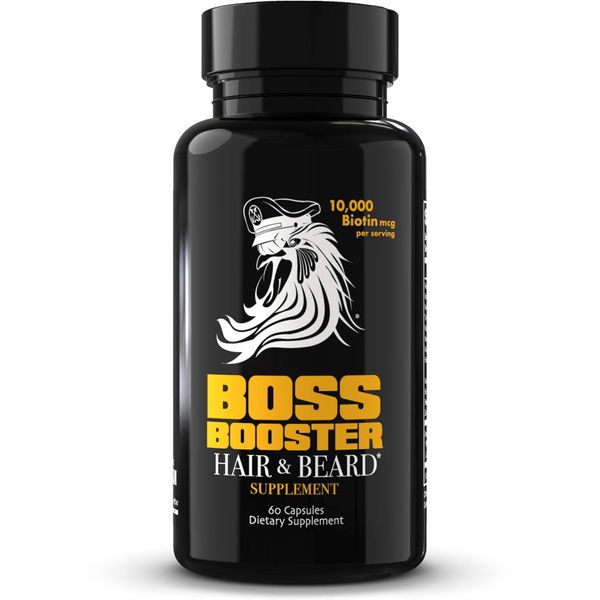 Bossman Boss Booster - Beard Growth Supplement Products for Men - 10,000 MCG Biotin and MSM - Hair Growth Vitamins and Beard Care