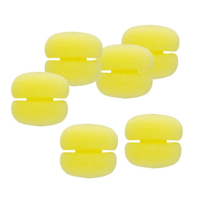 F Fityle Sponge Curler, Hair Roller, Curly Curler, Tool Bangs, Roller, 2 Colors, Pack of 6 - Yellow