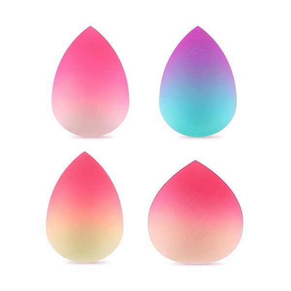 4-teiliger Beauty Blending Make-up-Schwamm, weich und bequem, Beauty-Zubehör-Set, Blending Cotton Puff für Flüssigkeit, Creme und Foundation (Pink, Blau, Lila)