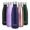 SUNWILL Water Bottle, Insulated Stainless Steel Sports Bottle 500ml, Reusable Vacuum Thermal Water Flask, Double Wall, Powder Coated Navy Blue for Hot and Cold Drinks