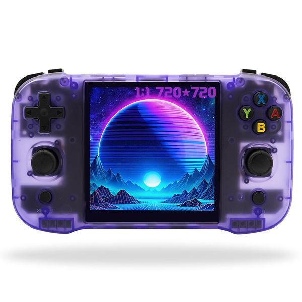 FINGEREVO R46S Handheld Game Console 4.0-in 720 * 720 IPS OCA 1:1 Screen RK3566 Opensource System Purple Transparent