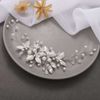 Handcess Leaves Bride Wedding Headband Silver Pearls Crystal Headpieces Rhinestone Bridal Hair Accessories for Bride and Bridesmaids