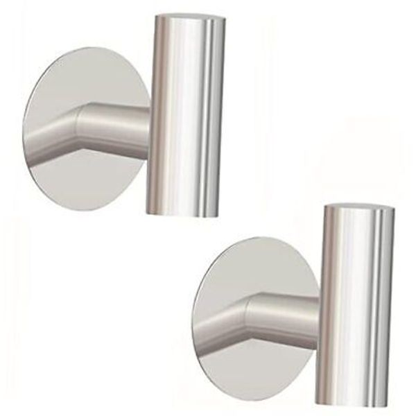 Brushed Nickel Adhesive Wall Hooks 2 Packs, Heavy Duty Sticky Towel Hooks for