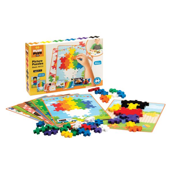 PLUS PLUS - BIG - BIG Picture Puzzles, Basic Color Mix - Construction Building Stem Toy, Interlocking Large Puzzle Blocks for Toddlers and Preschool