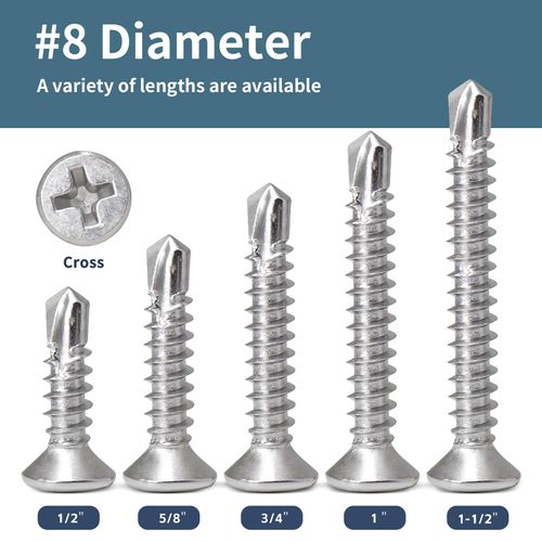 #8X5/8 350PCS 410 Stainless Steel Phillips Screw, Wood Screw, Premium Drywall Screws,Corrosion-Resistant, for Household, Electrical Appliances, Cars, Woodworking