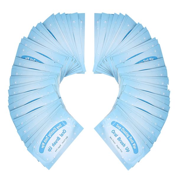 100 Packs of Mint-Flavored Teeth whitening Wipes, Finger Wipes, Disposable Teeth Cleaning Wipes