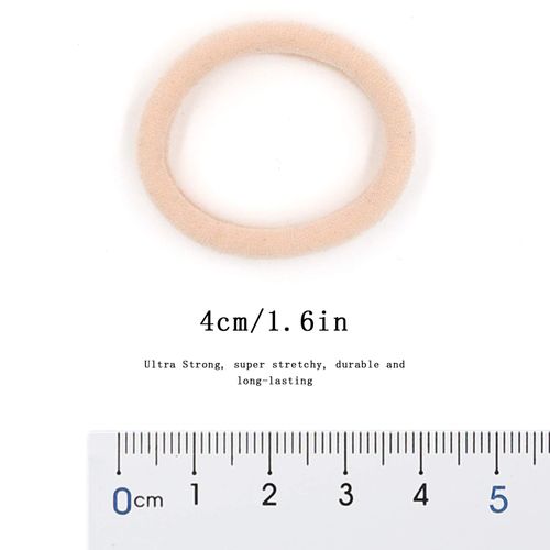 HOYOLS Soft & Stretch 1.6 Inch Cotton Hair Ties Large Hair Bands Nylon Fabric Ponytail Holder for Thick Heavy Curly Hair, No Slip No Damage Seamless Scrunchies Headbands 50 Pcs (Light Blonde)