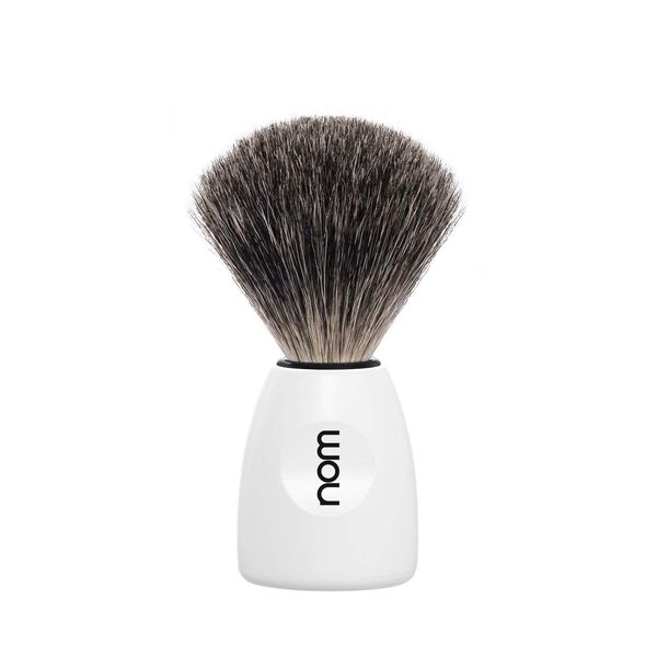 nom Lasse Pure Badger Shaving Brush (Handle: White)