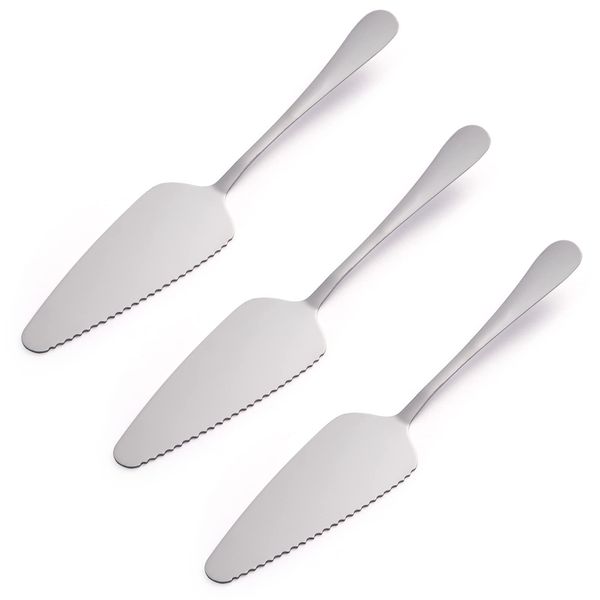 WIFUN 3PCS Cake Slice and Pie Server, Stainless Steel Cake Slicer and Server Cake Cutter with Serrated Edges for Cake Pizza Fruit Cutting