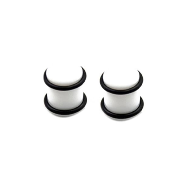 Acrylic Gauges 0G, Gauges for Your Ear Men 2PCS White Solid Cylinder with String Tunnels Piercing