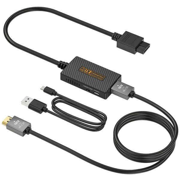 RuntoGOL N64 Gamecube to HDMI Adapter Converter Cable, HDMI Adapter for Nintendo Gamecube/Nintendo 64/SNES/SFC with HDMI Cable and USB Cable, Supports 4:3/16:9 Ratio Conversion