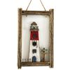 Framed Coastal Lighthouse Wall Decor Rustic Wood Hanging Rectangle Nautical Gift 18x30cm