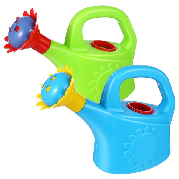 TOYANDONA 2PCS Watering Can Toys, Interesting Plastic Watering Can Toys Play House Garden Watering Can Toys for Children Beach Sand Toys (Random Color)