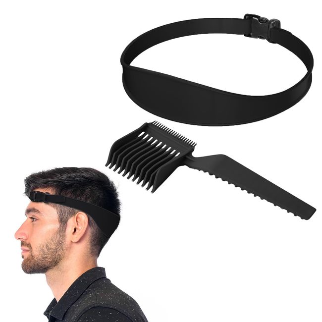 Moguri Fade Combs Schwarz Friseurkämme und Ausschnitt Rasierschablone, Haarschneideanleitung, gebogenes Silikon-Haarschnittband, tolle Heimwerker Haarschneidemaschine