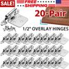 40PCS Overlay Kitchen Cabinet Hinges Self Closing Face Mount Cupboard Door Hinge