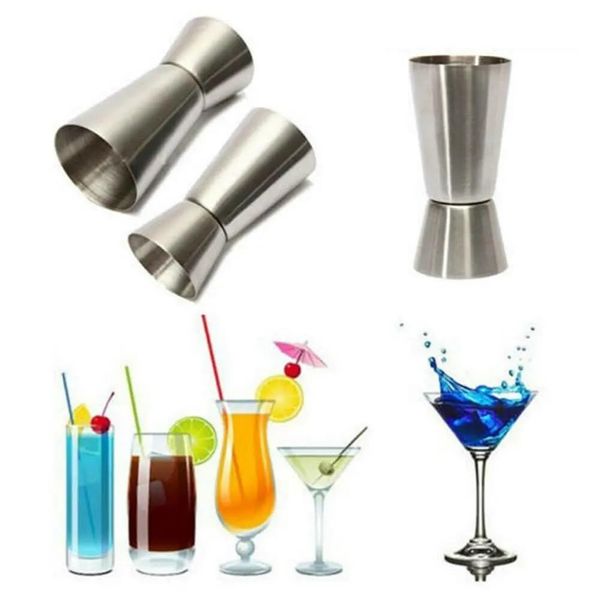 Stainless Steel 25/50 ml Measure Jigger Bar Craft Dual Spirit Measure Cup Peg Measuring Cup for Bar Party Wine Cocktail Shaker (1, Silver)