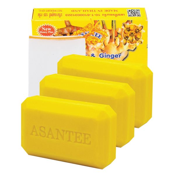 ASANTEE Tumeric & Ginger With Honey Cleansing Soap (Pack of 3)
