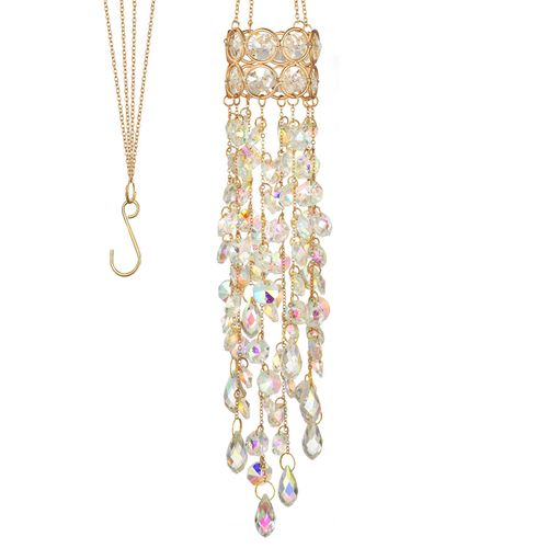 Hanging Window Garden Crystal Sun Catcher, Gold-Plated Sun Catcher for Indoor and Outdoor Decoration, Light Catcher, Party Crystals (Aurora)