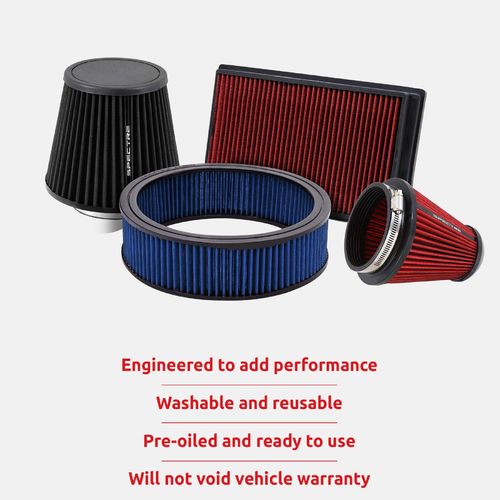 Spectre Performance Universal Clamp-On Air Filter: High Performance,Washable Filter: Round Tapered,3 in/3.5 in/4 in Flange ID,2.625 in (67 mm) H,6 in (152 mm) Base,4.75 in (121 mm) Top,SPE-8162,Red